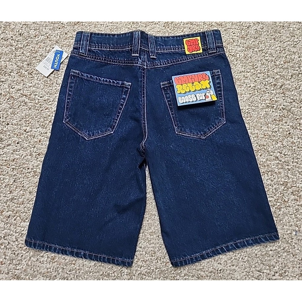 Empyre Dark Wash Denim Shorts Youth Size 26 Loose Y2K Skate Jorts Pockets NWT